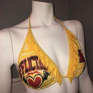 AFFLICTION TRIANGLE STRING BIKINI TOP